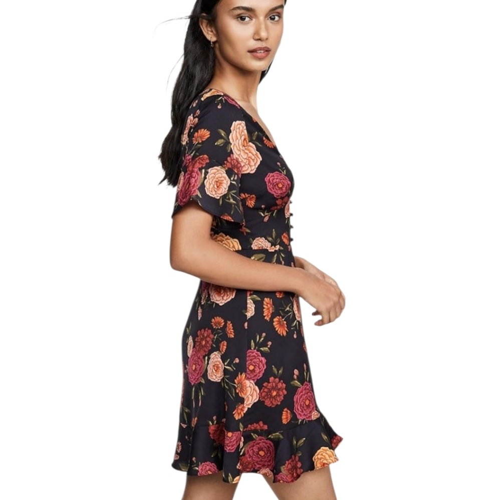 Cupcakes and Cashmere Frankie Satin Dress with Ruffle Sleeve